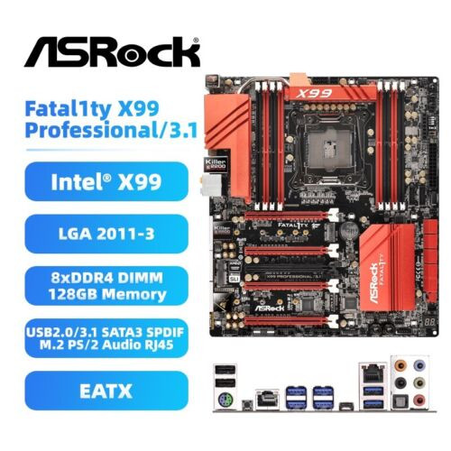 Asrock Fatal1Ty X99 Professional/3.1 Motherboard Intel X99 Lga2011-3 Ddr4 Spdif