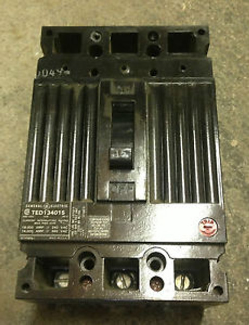 GENERAL ELECTRIC TED134015 3 POLE 15 AMP 480 VOLT BOLT IN OLD STYLE BREAKER USED