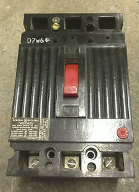 GENERAL ELECTRIC THED136015 3 POLE 15 AMP 600 VOLT BOLT IN OLDSTYLE BREAKER USED