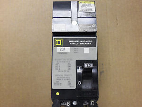 SQUARE D FH FH26020BC 2 POLE 20 AMP CIRCUIT BREAKER