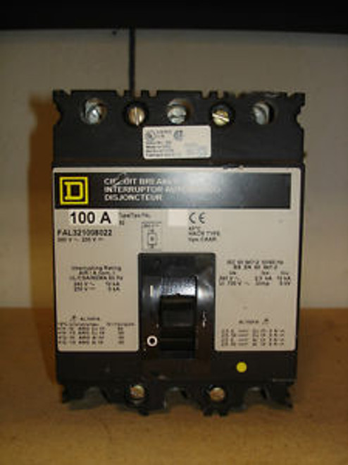 USED Square D FAL321008022 Circuit Breaker 100A 240V 3P USED