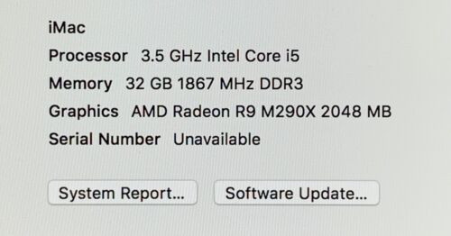 New Apple Imac 27 3.5Ghz I5 M290X 2Gb Late 2014 Retina A1419 Motherboard