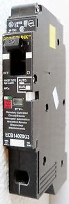 1 SQUARE D ECB14020G3 POWERLINK CIRCUIT BREAKER, 277 VAC 20 AMP, 1 POLE, REMOT