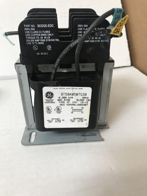 GENERAL ELECTRIC CONTROL TRANSFORMER 9T58K0507G30 H.V 480 L.V 120 0.300 KVA