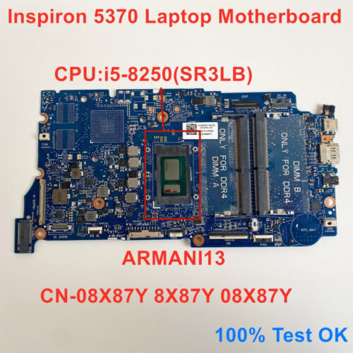 Dell Inspiron 5370 Laptop Motherboard I5-8250U Sr3Lb Cn-08X87Y 8X87Y 08X87Y