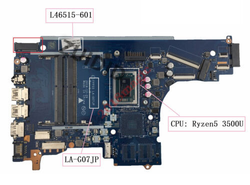 For Hp 15-Db W/Ryzen 5 3500U Cpu Motherboard La-G07Jp L46515-001/501 L46515-601