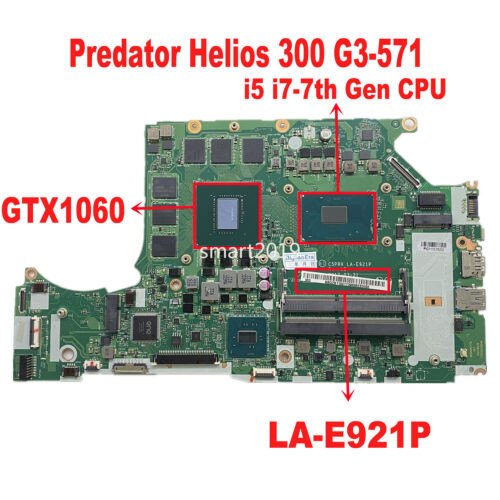 Motherboard For Acer Predator Helios 300 G3-571 La-E921P W/ I5/I7 Cpu Gtx1060 6G