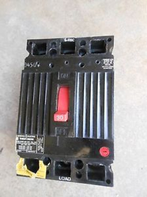 GE THED136030 circuit breaker hi interrupting 3pole 30amp 600v warranty