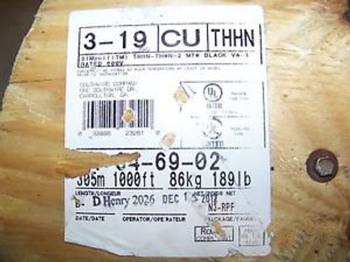 Thhn Thwn 3-19 Awg Stranded Copper Wire Cable 350 Black