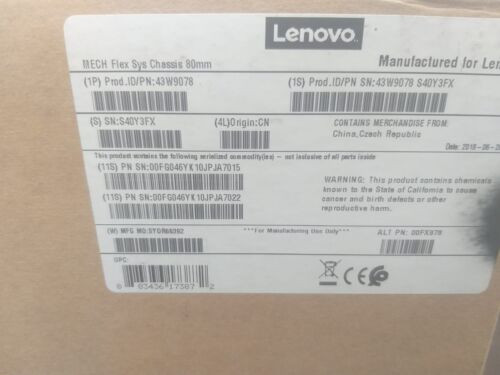 Lenovo 43W9078 Flex System Enterprise Chassis 80Mm Fan Module. 00Fg046