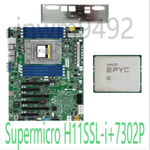 Amd Epyc Supermicro H11Ssl-I + 7302P 16Cores 32Threads 3.0 Ghz Motherboard+ Cpu