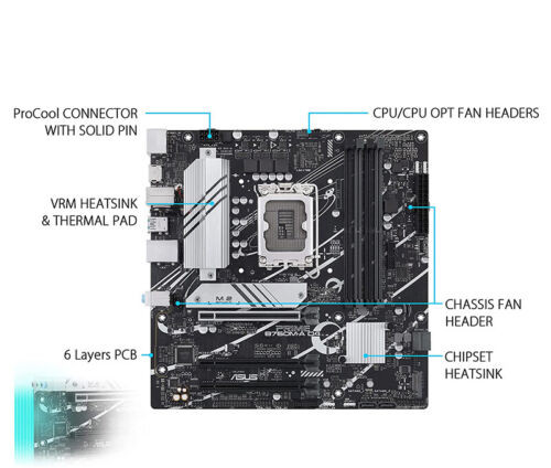 For Asus Prime B760M-A D4 Lga1700 128Gb Ddr4 Dp Hdmi Motherboard 100% Tested