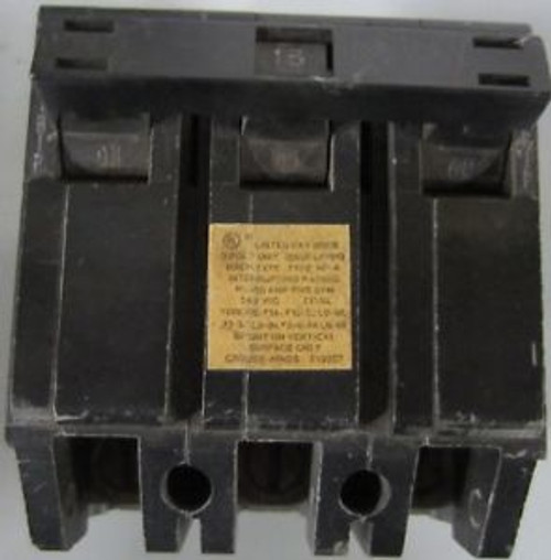 CROUSE HINDS MP315  15 Amp  240 VAC  3 Pole CIRCUIT BREAKER