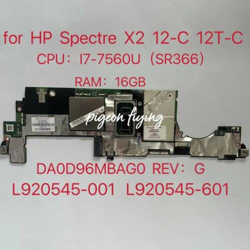 920545-001/601 For Hp Laptop Motherboard Spectre X2 12-C 12T-C I7-7560U 16Gb Ram