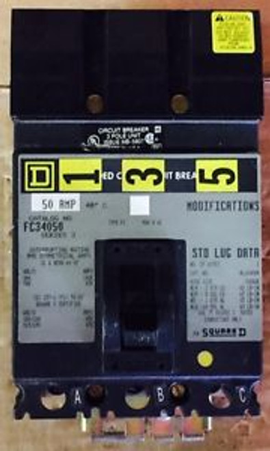 Circuit Breaker Square D FC34050 50 Amp 3 Pole 480 VAC