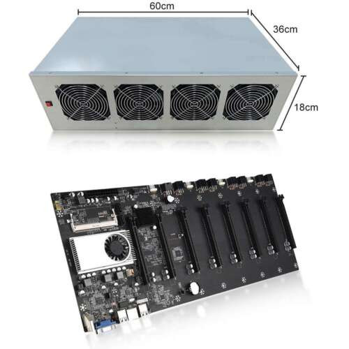 Btc-T37 Mining Motherboard W/ Cpu&Fan&8 Gpu Slots Memory Ddr3 Integrated W/ Case