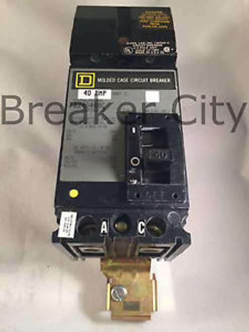 Square D 40 amp 2 Pole Type FA FA24040AC 480v Series 2 Circuit Breaker