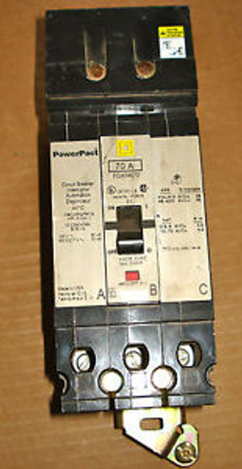 USED SQUARE D FGA34070 PowerPact I-Line Circuit Breaker 70 Amps 480VAC