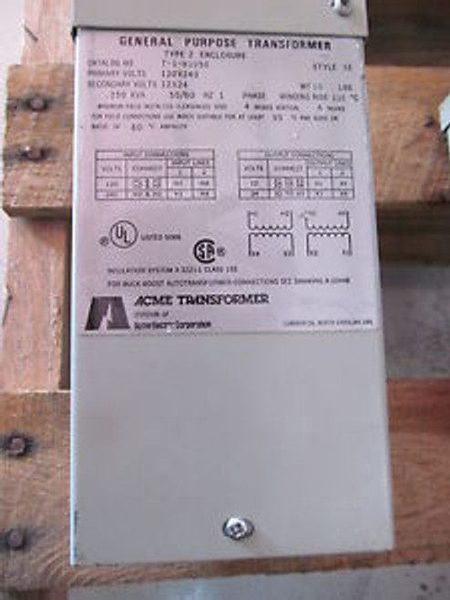 Acme Transformer Type 2 Style SE T-1-81050 .250 KVA Prim 120x240 Sec 12x24 1 Ph