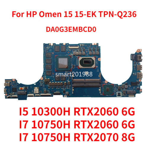 For Hp Omen 15 15-Ek Tpn-Q236 Motherboard With I5 I7 Rtx 2060 Rtx 2070 6G/8G