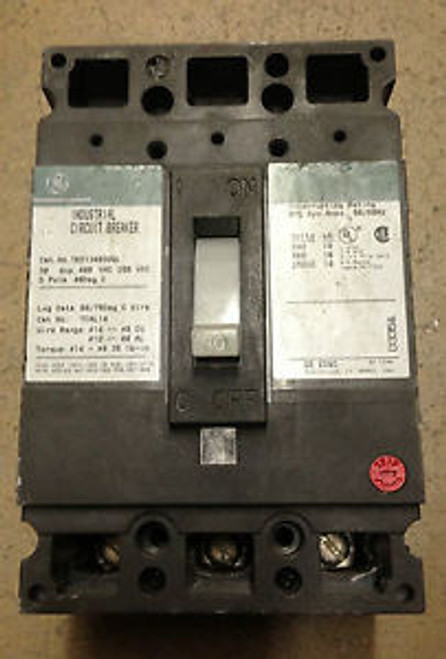 GENERAL ELECTRIC TED134030 3 POLE 30 AMP 480 VOLT BOLT IN NEW STYLE BREAKER USED