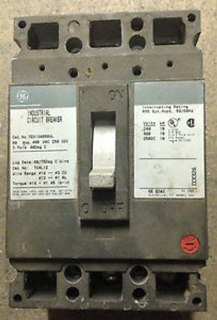 GENERAL ELECTRIC TED134060 3 POLE 60 AMP 480 VOLT BOLT IN NEW STYLE BREAKER USED