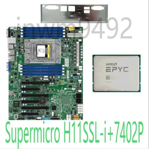 Amd Epyc Supermicro H11Ssl-I + 7402P 24Cores 48Threads 2.8 Ghz Motherboard+ Cpu
