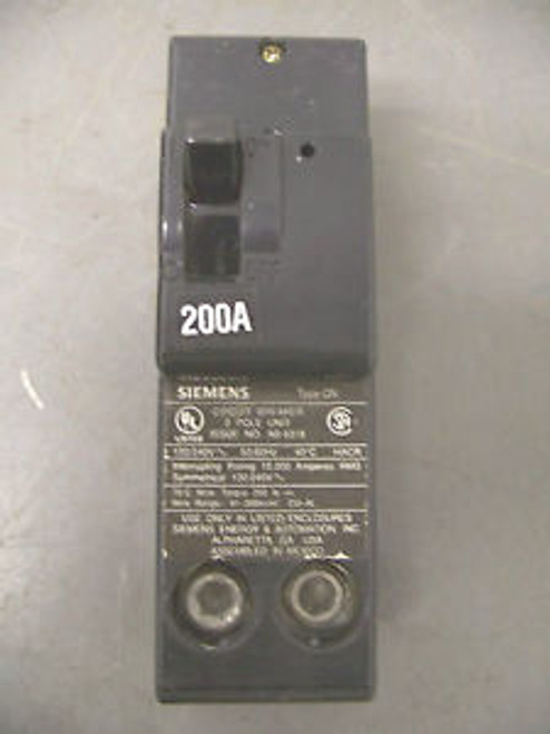 SIEMENS CIRCUIT BREAKER CATQN2200 200A/240V/2POLE