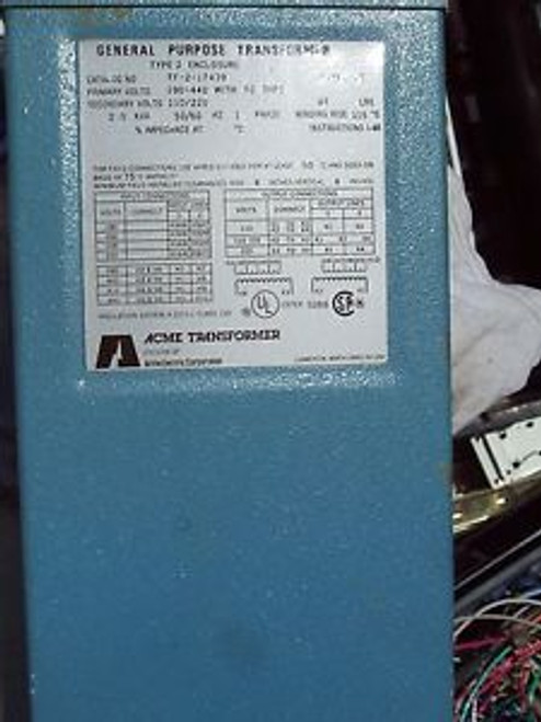 Acme TF-2-17439 2.0 KVA Transformer Hi 190-440 Lo 120/240  1PH