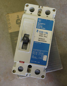 CUTLER HAMMER EATON EHD2015 2 POLE 15 AMP 480 VOLT 14K USED