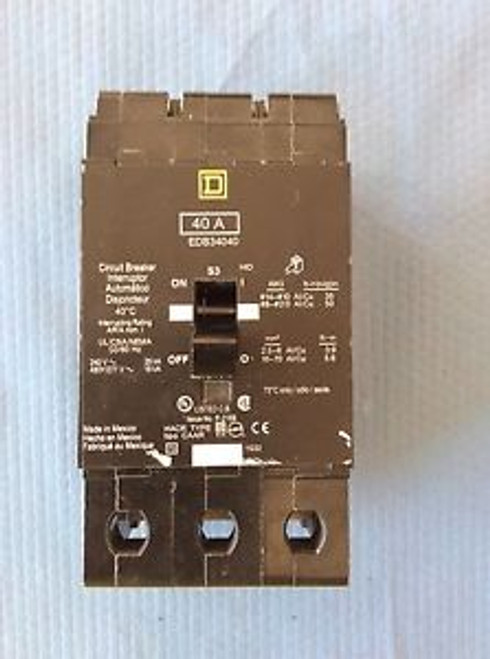 Square D EDB34040 3 pole 40 amp circuit breaker