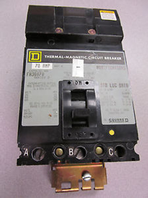 Square D FH36070 I Line Circuit Breaker 70 Amp 3 Pole 600 V