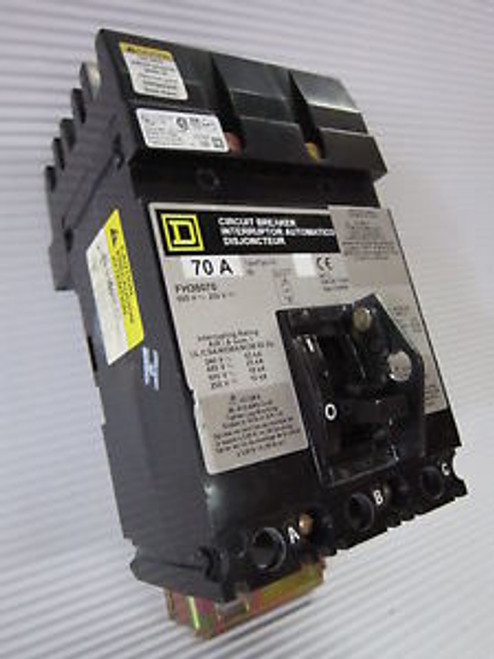 Square D I-Line FH36070 70 Amp Circuit Breaker 600V IAD S2 FA FH-36070 ILine 70A