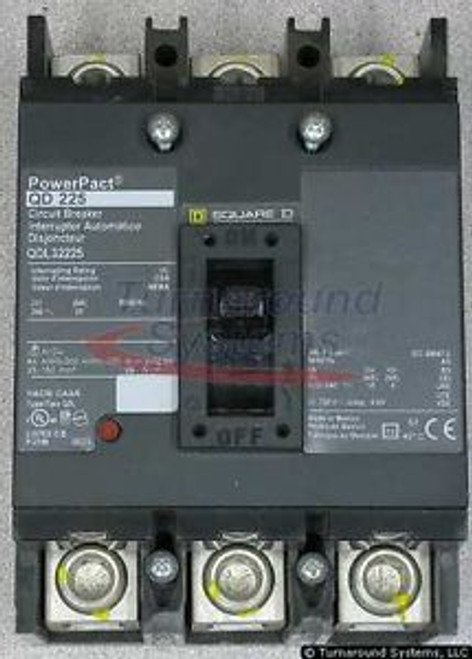 Square D QDL32225 Circuit Breaker, 225 Amp, 3 Pole, Used