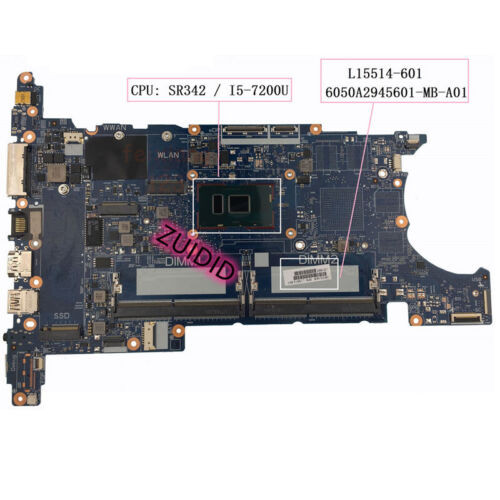 For Hp Elitebook 840 G5 850 G5 Zb14U G5 Laptop Motherboard L15514-001 W I5-7200U