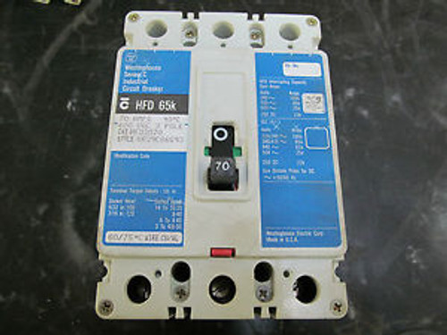 Westinghouse HFD 3070 70 Amp 3 Pole 600 V Circuit Breaker