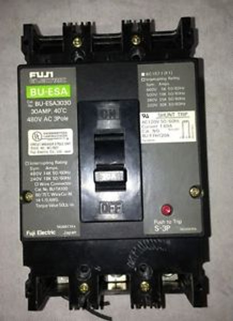 FUJI ELECTRIC BU-ESA3030 30 AMP 3 POLE CIRCUIT BREAKER 480 V 1632A