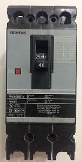 SIEMENS HHED63B040 40A 600V 3P CIRCUIT BREAKER