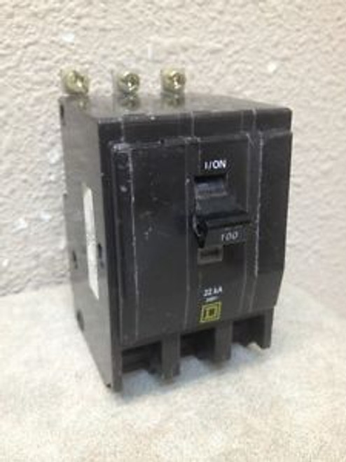 SQUARE  D QOB3100VH 3 POLE 100 AMP 240 VOLT 22K INTERRUPTER RATING USED