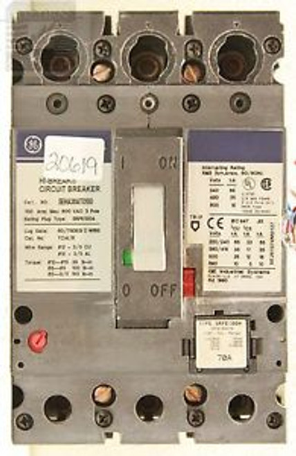 GE SEHA36AT0100 Hi-Break Circuit Breaker with SRPE100A70, SAUXPAB1