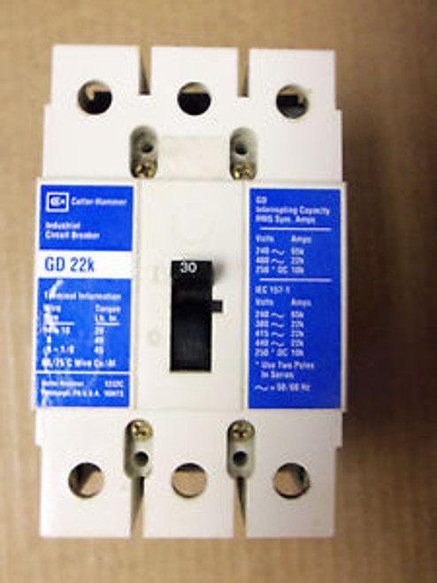 Cutler Hammer Breaker GD3030 30 Amp A circuit GD 22k BLUE LABEL