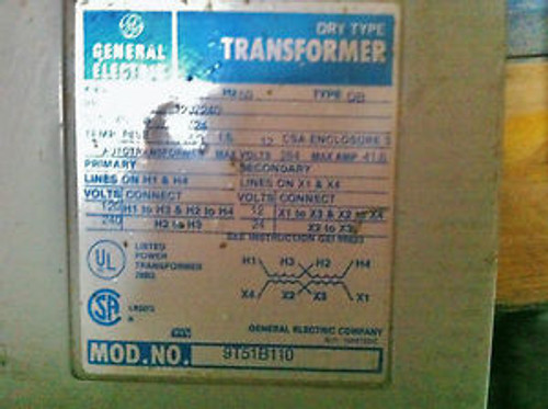 GE AUTO TRANSFORMER - MODEL 9T51B110, TEMP RISE 115C, 1KVA, 1PH, 60HZ, DRY, QB