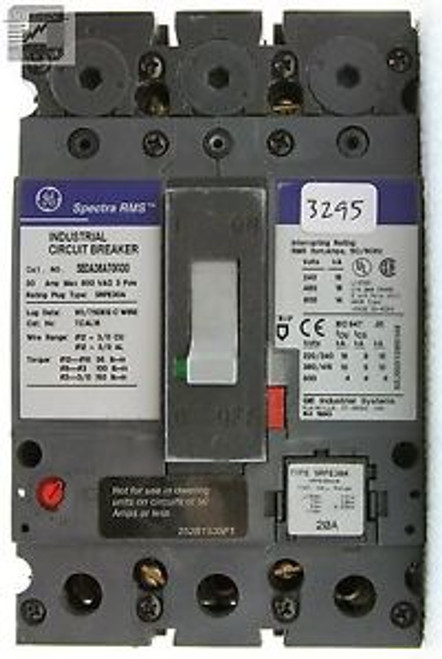 GE SEDA36AT0030 Industrial Circuit Breaker 20A Plug 3P