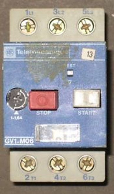 TELEMECANIQUE MODEL GV1-M06 ,  MOTOR PROTECTOR , USED