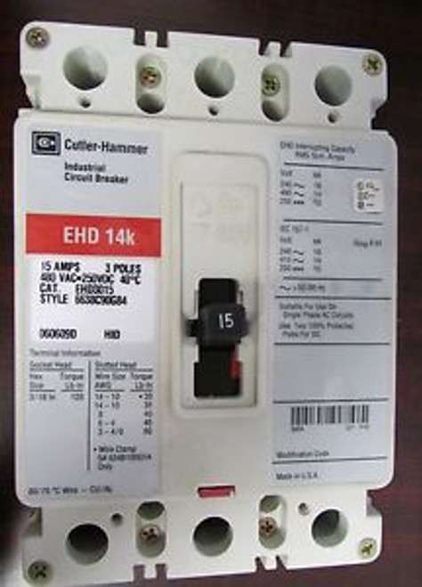 CUTLER HAMMER Industrial Circuit Breaker EHD3015 480VAC/250VDC