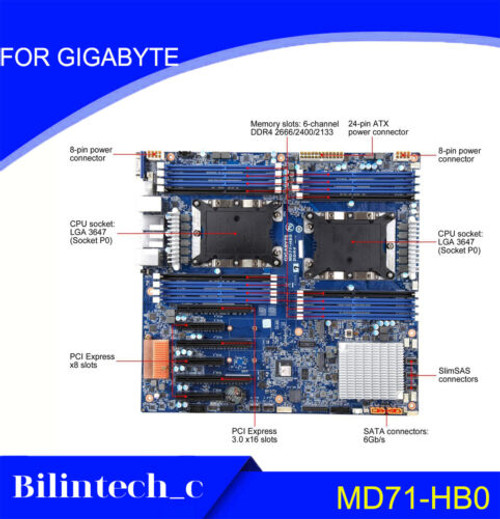 For Gigabyte Md71-Hb0 Lga2011 128Gb Ddr4 Vga Server Motherbroad Test Ok