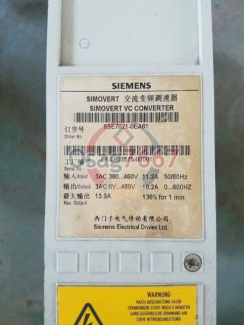 1Pcs Used Siemens Frequency Converter 6Se7021-0Ea61-Z