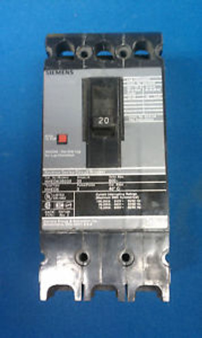 Siemens HHED63B020 20A 600V 3 Pole Circuit Breaker