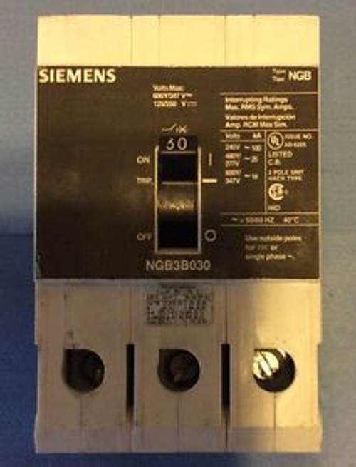 Siemens NGB3B030 30 Amp 3 Pole Circuit Breaker