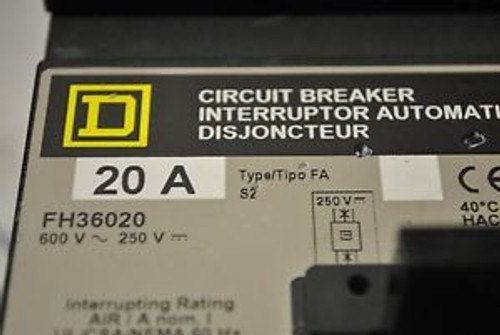 Square D Circuit Breaker FH36020 20A